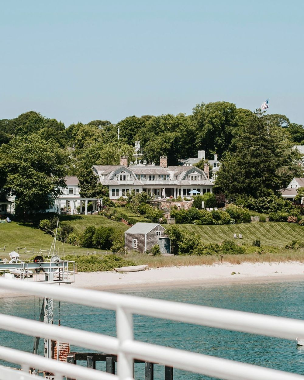Shore homes above a quiet beach